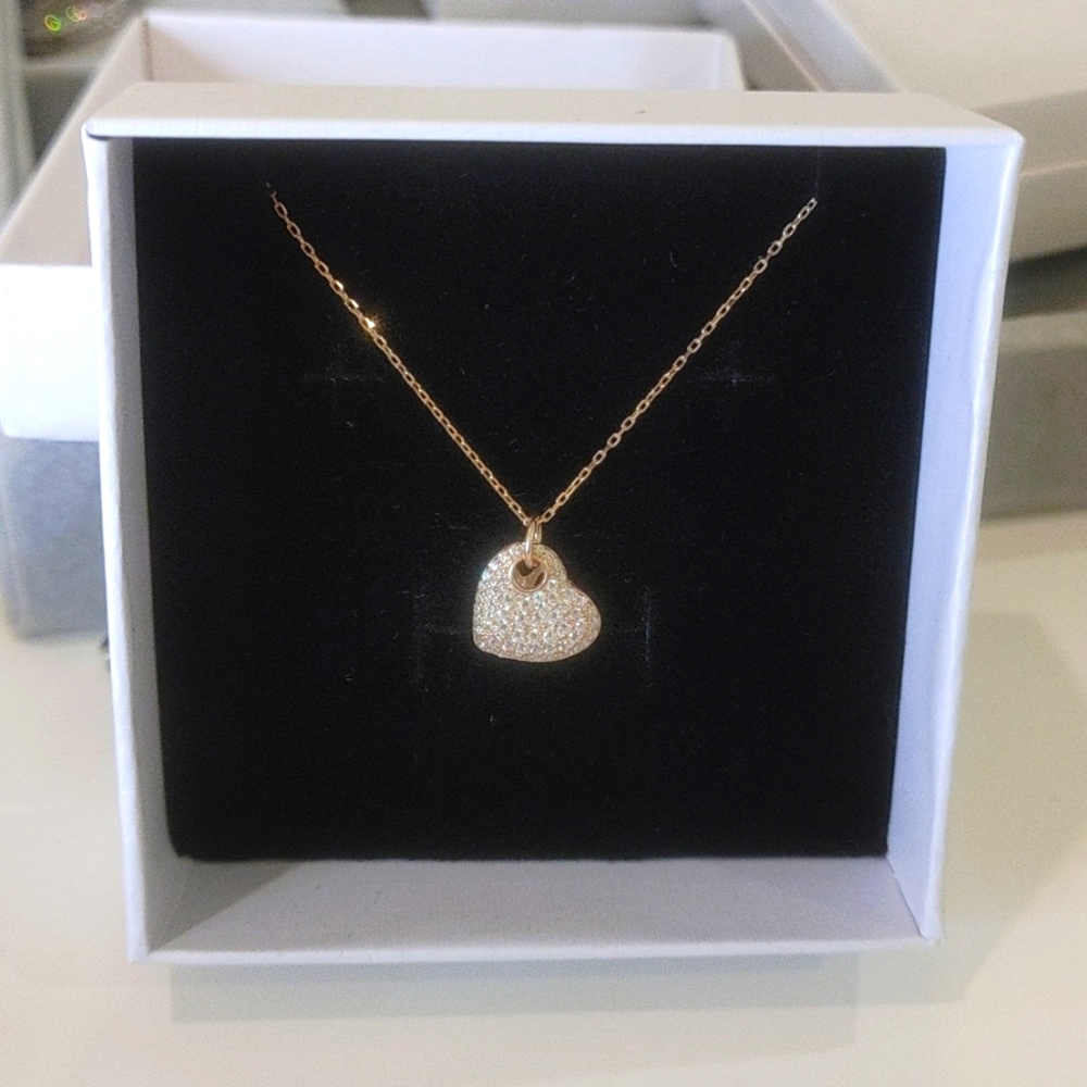 925 Sterling Silver Rose Gold Heart Necklace - Picture 2 of 3